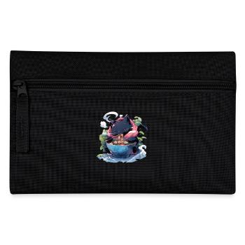 Anime Manga Kawaii Cat Eats Ramen Noodles - Pencil Case - black - Front