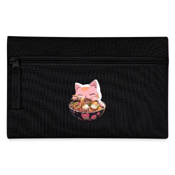 Anime Manga Kawaii Cat Eats Ramen Noodles - Trousse - noir - Devant