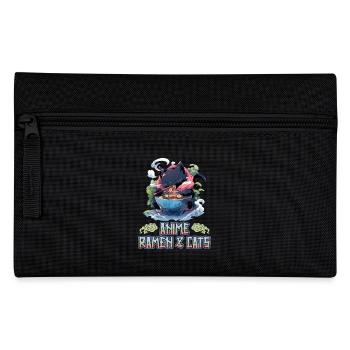 Anime Manga Kawaii Cat Eats Ramen Noodles - Trousse - noir - Devant