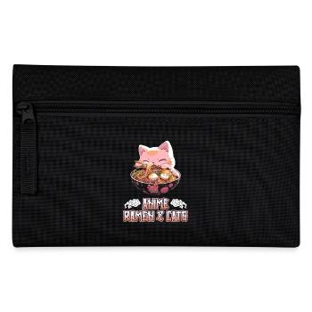 Anime Manga Kawaii Cat Eats Ramen Noodles - Trousse - noir - Devant