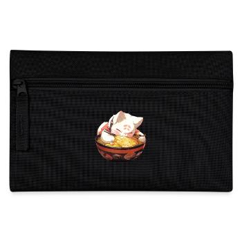 Anime Manga Kawaii Cat Eats Ramen Noodles - Trousse - noir - Devant