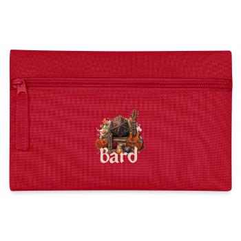 Barde mit W20 & Items – Fantasy RPG Design - Federtasche - Rot - Vorne