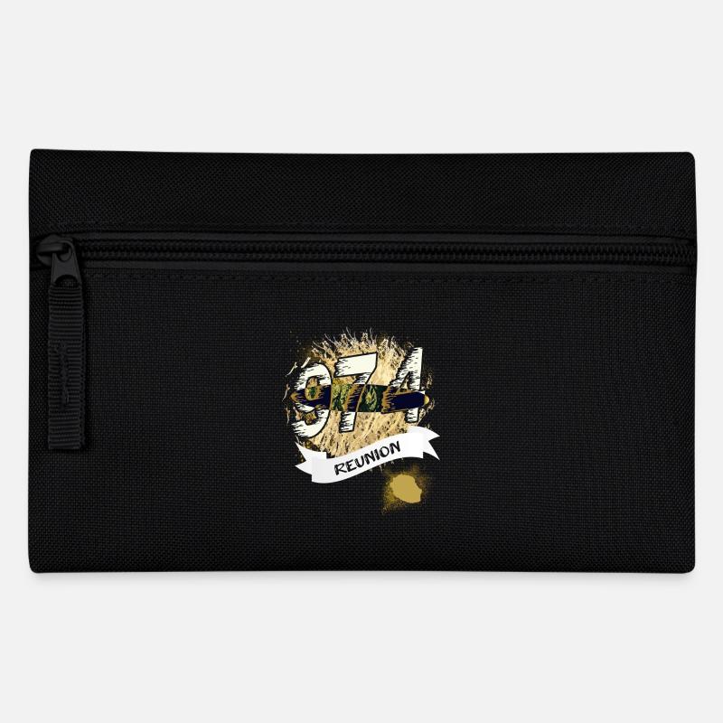 Belle idee cadeau souvenir carte de la Réunion 974 - Trousse - noir
