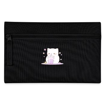 Boba and Cats Katze die Bubble Tee trinkt Anime - Federtasche - Schwarz - Vorne