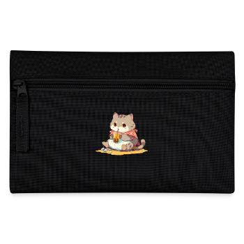 Boba and Cats Katze die Bubble Tee trinkt Anime - Federtasche - Schwarz - Vorne