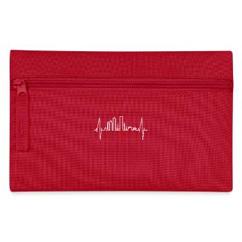 Boston Skyline Herzschlag USA Fan Herz Puls Liebe - Federtasche - Rot - Vorne