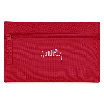 Boston Skyline Herzschlag USA Flagge Herz Liebe - Federtasche - Rot - Vorne