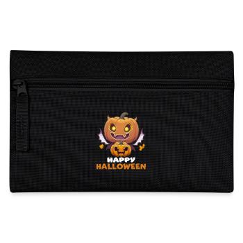 Funny Pumpkin With Wings Happy Halloween Graphic - Pencil Case - black - Front