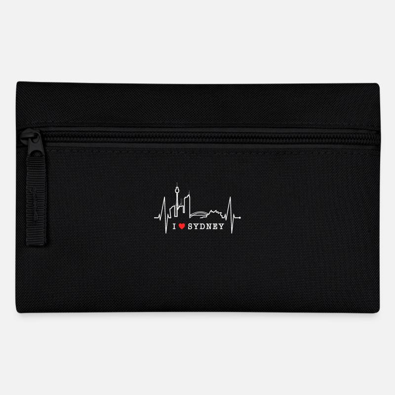 Sydney Skyline Herzschlag Australien Fan Puls Herz - Federtasche - Schwarz