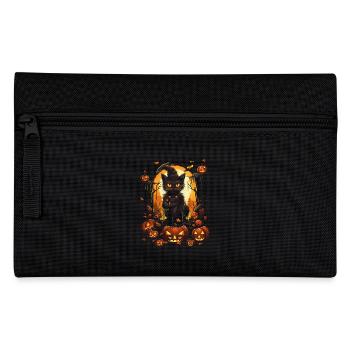 Chat sorcière noir avec des citrouilles et la pleine lune - Trousse - noir - Devant