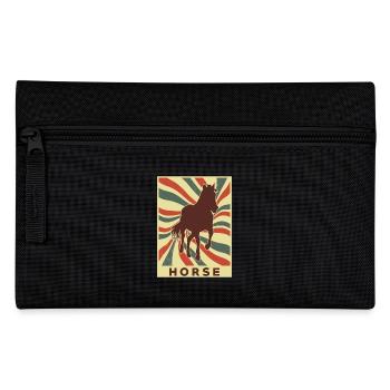 Pferd Retro Vintage - Federtasche - Schwarz - Vorne