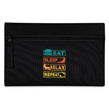 Essen, Schlafen, Entspannen, - Federtasche - Schwarz - Vorne