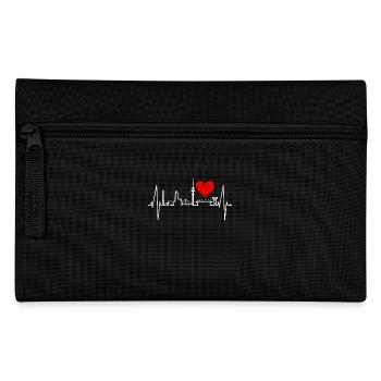 Duisburg Skyline Heartbeat Pulse Heart Ruhrpott Fan - Pencil Case - black - Front