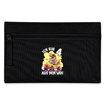T-Rex fährt Monster Truck Ich bin 4. Geburtstag - Federtasche - Schwarz - Vorne