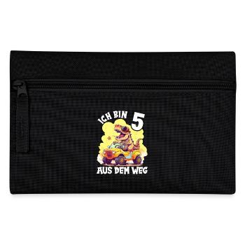 T-Rex fährt Monster Truck Ich bin 5. Geburtstag - Federtasche - Schwarz - Vorne