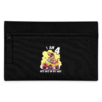 T-Rex Drives Monster Truck I'm 4th Birthday - Pencil Case - black - Front