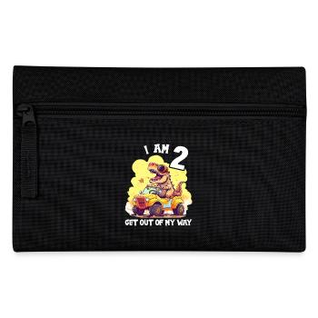 T-Rex Drives Monster Truck I'm 2nd Birthday - Pencil Case - black - Front