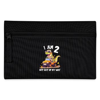 T-Rex Drives Monster Truck I'm 2nd Birthday - Pencil Case - black - Front
