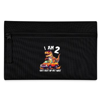 T-Rex Drives Monster Truck I'm 2nd Birthday - Pencil Case - black - Front