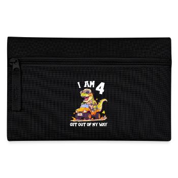 T-Rex Drives Monster Truck I'm 4th Birthday - Pencil Case - black - Front
