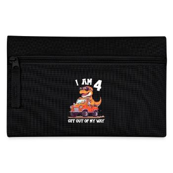 T-Rex Drives Monster Truck I'm 4th Birthday - Pencil Case - black - Front