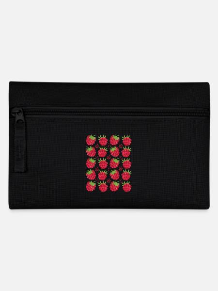 Himbeere Beeren Frucht Muster - Federtasche - Schwarz
