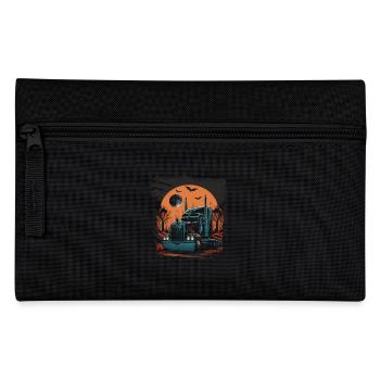 Unheimlicher Truck Vor Blutrotem Mond Halloween - Federtasche - Schwarz - Vorne