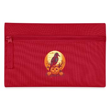 Raven on pumpkin with Halloween pumpkins and moon - Pencil Case - red - Front