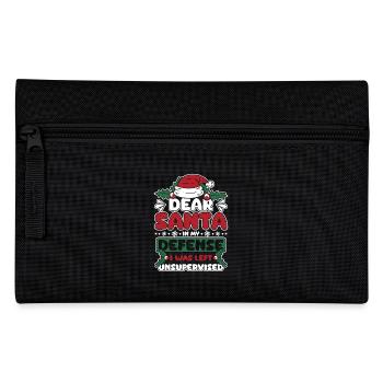 Dear santa in my defense I was left unsupervised - Federtasche - Schwarz - Vorne