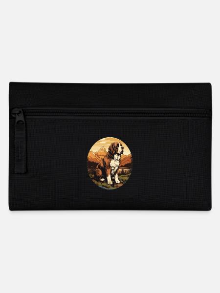 Hund Bernhardiner - Federtasche - Schwarz