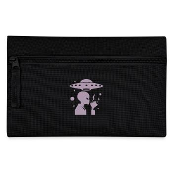 Alien Silhouette with Coffee & UFO - Pencil Case - black - Front