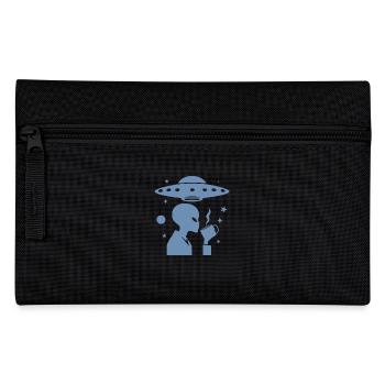 Alien Silhouette with Coffee & UFO - Pencil Case - black - Front