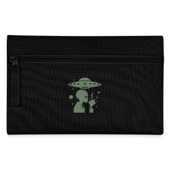 Alien Silhouette with Coffee & UFO - Pencil Case - black - Front