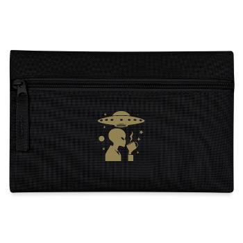 Alien Silhouette with Coffee & UFO - Pencil Case - black - Front