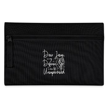 Dear jesus in my defense I was left unsupervised - Federtasche - Schwarz - Vorne