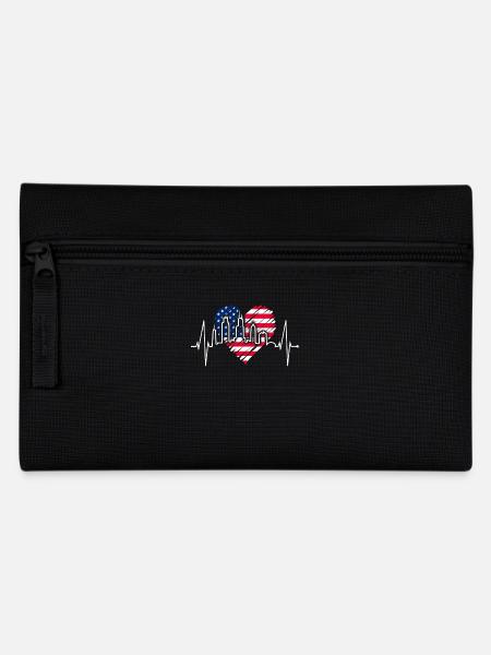 Chicago Skyline Herzschlag USA Herz I Love Chicago - Federtasche - Schwarz