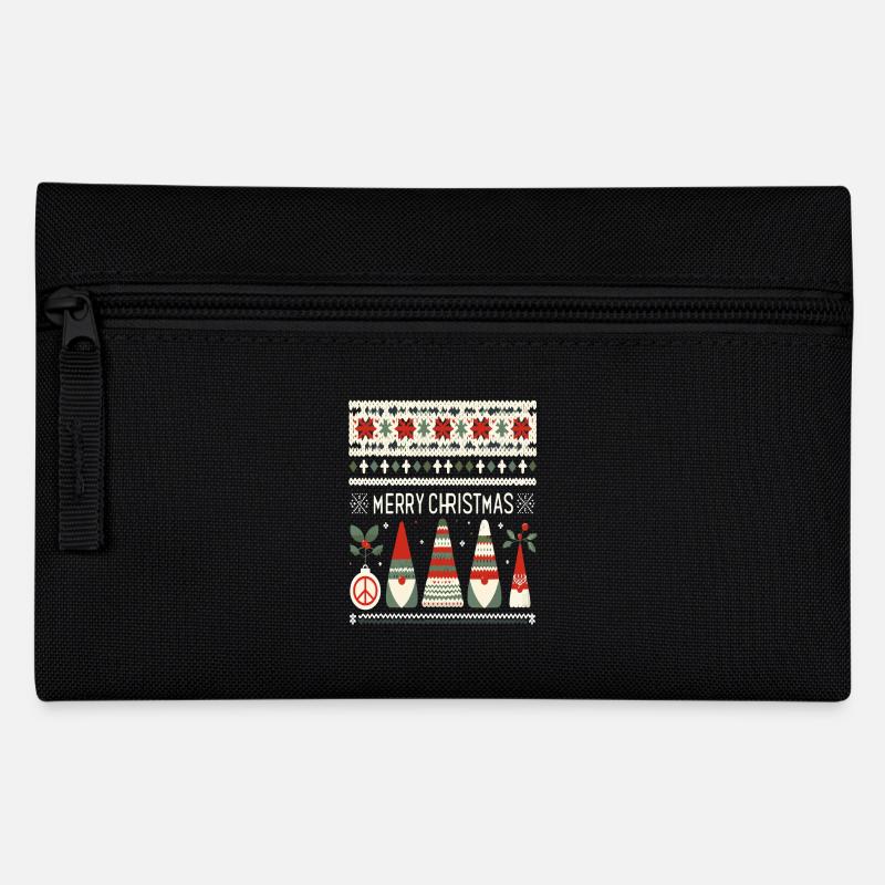 Christmas Gnomes Knitting Pattern - Pencil Case - black