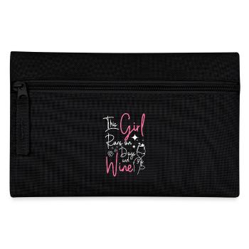 This girl runs on dogs and wine - Pencil Case - black - Front