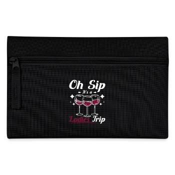 Wine lady, Oh sip it's a womens girls ladies trip - Pencil Case - black - Front