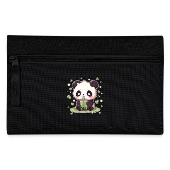 Kawaii Panda trinkt Boba Bubble Tea Chibi - Federtasche - Schwarz - Vorne