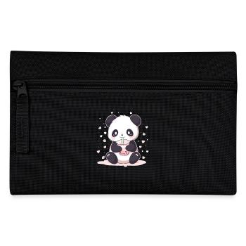 Kawaii Panda trinkt Boba Bubble Tea Chibi - Federtasche - Schwarz - Vorne