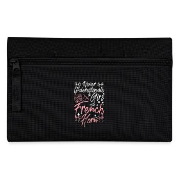 Never underestimate a girl with a french horn - Pencil Case - black - Front
