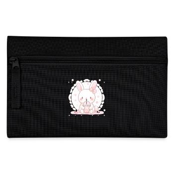 Kawaii Hase trinkt Boba Bubble Tea Chibi - Federtasche - Schwarz - Vorne
