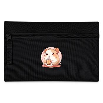 Kawaii Hamster trinkt Boba Bubble Tea Chibi - Federtasche - Schwarz - Vorne
