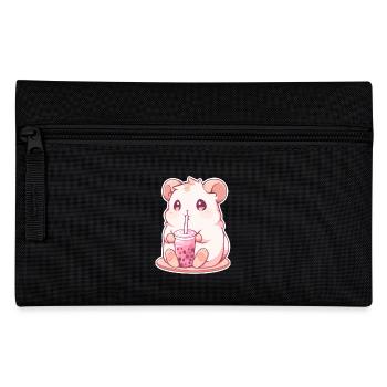 Kawaii Hamster trinkt Boba Bubble Tea Chibi - Federtasche - Schwarz - Vorne