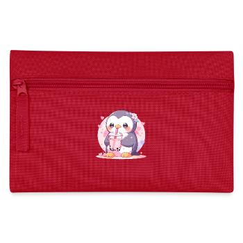 Kawaii Pinguin trinkt Boba Bubble Tea Chibi - Federtasche - Rot - Vorne