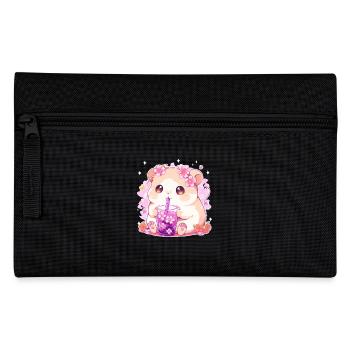 Kawaii Hamster trinkt Boba Bubble Tea Chibi - Federtasche - Schwarz - Vorne
