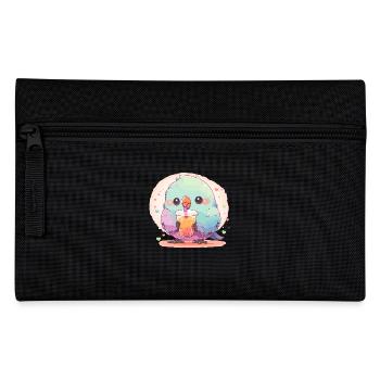 Kawaii Lovebird Drinks Boba Bubble Tea Chibi - Pencil Case - black - Front