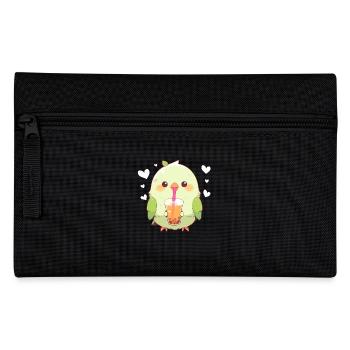 Kawaii Lovebird Drinks Boba Bubble Tea Chibi - Pencil Case - black - Front