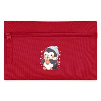 Kawaii Pinguin trinkt Boba Bubble Tea Chibi - Federtasche - Rot - Vorne